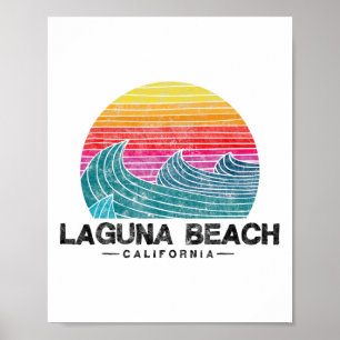 Laguna Beach Surfen Golven Retro California Zonson Poster