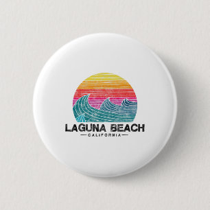 Laguna Beach Surfen Golven Retro California Zonson Ronde Button 5,7 Cm