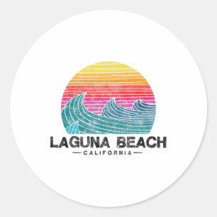 Laguna Beach Surfen Golven Retro California Zonson Ronde Sticker