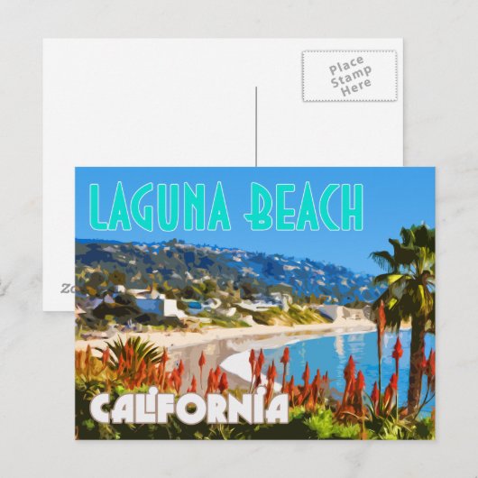Laguna Beach Vintage Travel Poster Briefkaart (Voorkant / Achterkant)
