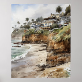 Laguna Beach Waterverf Art Print Poster