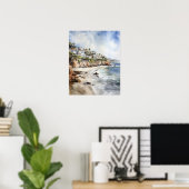 Laguna Beach Waterverf Art Print Poster (Thuiskantoor)