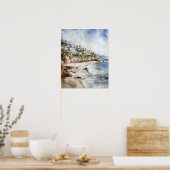 Laguna Beach Waterverf Art Print Poster (Keuken)