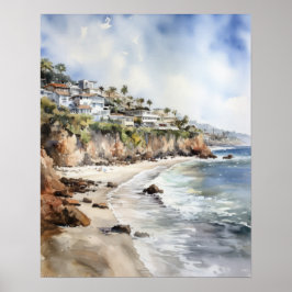 Laguna Beach Waterverf Art Print Poster