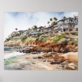 Laguna Beach Waterverf Art Print Poster