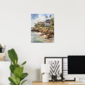 Laguna Beach Waterverf Art Print Poster (Thuiskantoor)