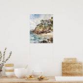 Laguna Beach Waterverf Art Print Poster (Keuken)