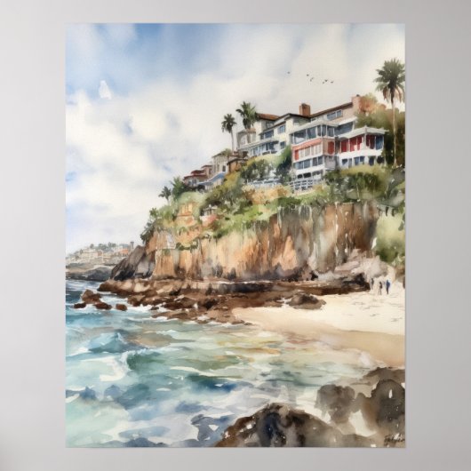 Laguna Beach Waterverf Art Print Poster (Voorkant)