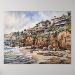 Laguna Beach Waterverf Art Print Poster