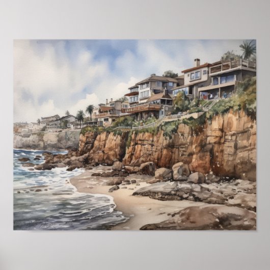 Laguna Beach Waterverf Art Print Poster (Voorkant)