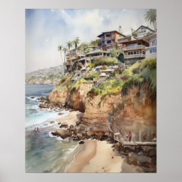 Laguna Beach Waterverf Art Print Poster