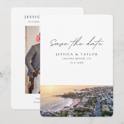Laguna Beach Wedding Save the Date Kaart (Voorkant / Achterkant)