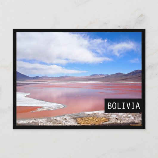 Laguna Colorada in Bolivia briefkaart met zwart li (Voorkant)