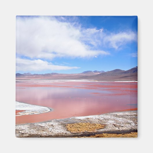 Laguna Colorada in Bolivia vierkante magneet (Voorkant)