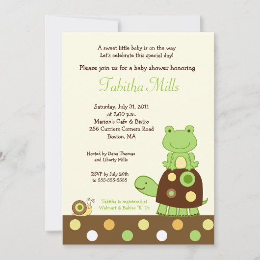 Laguna Frog & Turtle 5x7 Baby shower Uitnodiging # (Voorkant)