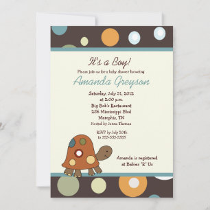 Laguna Oranje Turtle 5x7 Baby shower Uitnodiging