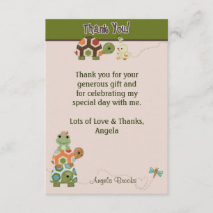 Laguna TURTLE Baby shower Hartelijk dank (FLAT-sti Bedankkaart