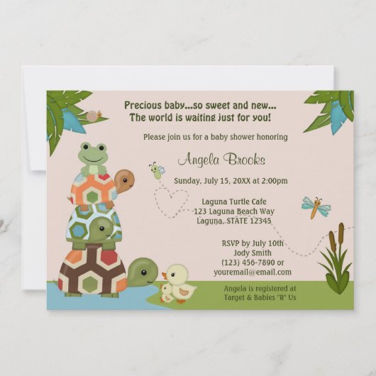 Laguna Turtle Baby shower Invitation LTC Kaart (Voorkant)