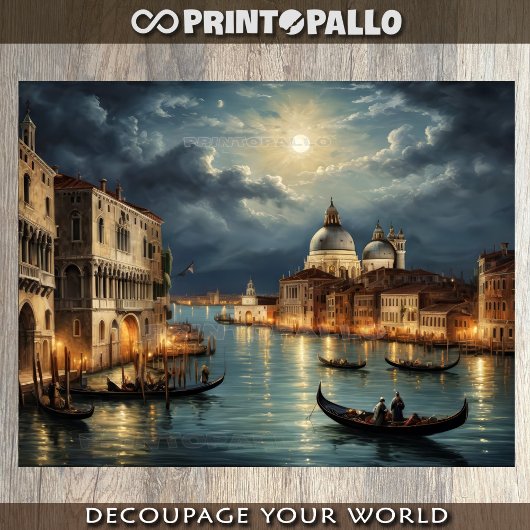 Lagune van Venetië onder maanlicht Tissuepapier