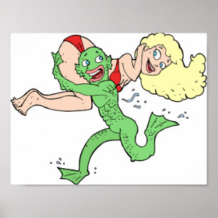 Lagunecreatuur dat vrouw draagt poster