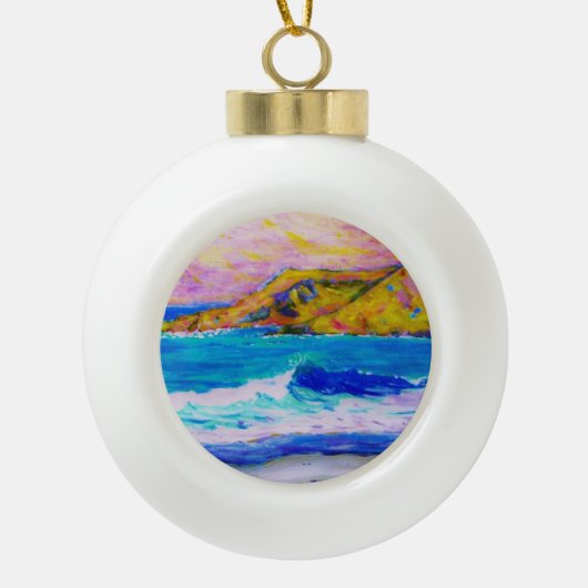 lagunenstrand keramische bal ornament (Voorkant)
