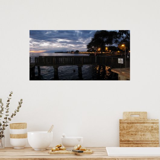 Lahaina City Lights op Sunset Poster (Keuken)