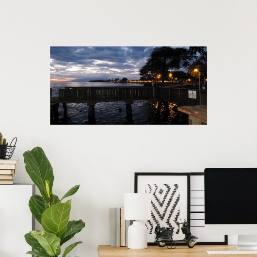 Lahaina City Lights op Sunset Poster (Thuiskantoor)