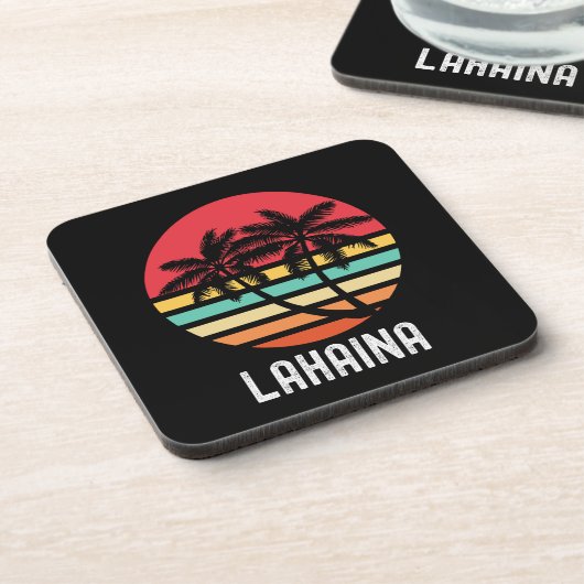 Lahaina Hawaii  70s Retro Design Bier Onderzetter (Linkerzijde)