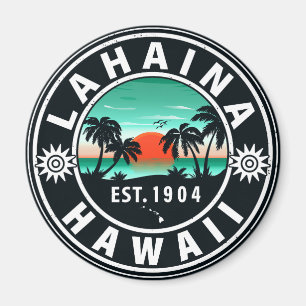 Lahaina Hawaii Beach Retro Sunset Souvenir 60s Magneet