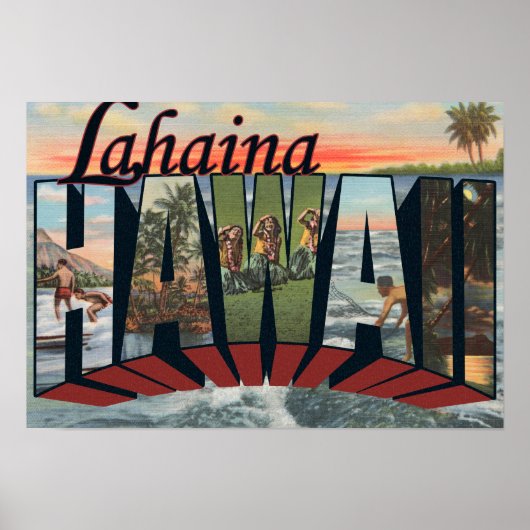 Lahaina, Hawaii - Grote letterscènes Poster (Voorkant)
