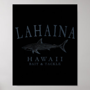 Lahaina hawaii haai vintage leisteen kunst vissen poster