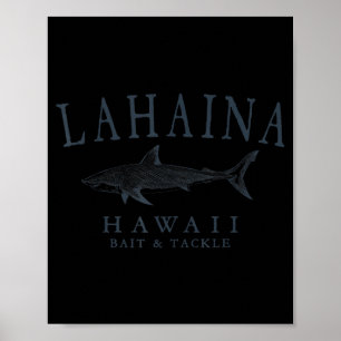 Lahaina hawaii haai vintage leisteen kunst vissen poster