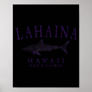 Lahaina hawaii haai vintage pruim kunst vissen poster