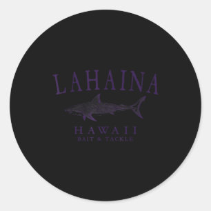 Lahaina hawaii haai vintage pruim kunst vissen ronde sticker