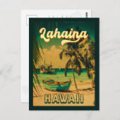Lahaina Hawaii Retro Palm Trees 80s Souvenirs Briefkaart (Voorkant / Achterkant)