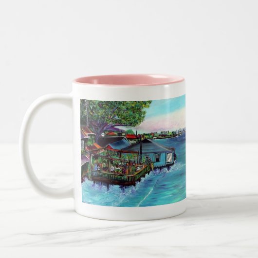 Lahaina Maui~ Fish company schilderij Tweekleurige Koffiemok (Links)