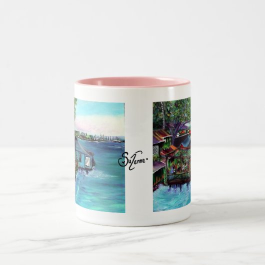 Lahaina Maui~ Fish company schilderij Tweekleurige Koffiemok (Center)