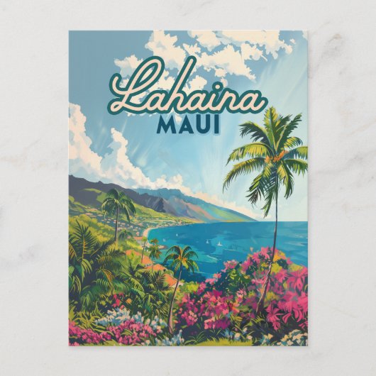 Lahaina Maui Hawaii Beach Coast Retro Briefkaart (Voorkant)