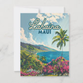 Lahaina Maui Hawaii Beach Coast Retro Kaart (Voorkant)