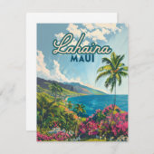 Lahaina Maui Hawaii Beach Coast Retro Kaart (Voorkant / Achterkant)