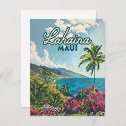 Lahaina Maui Hawaii Beach Coast Retro Kaart (Voorkant / Achterkant)