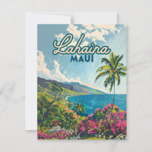 Lahaina Maui Hawaii Beach Coast Retro Kaart