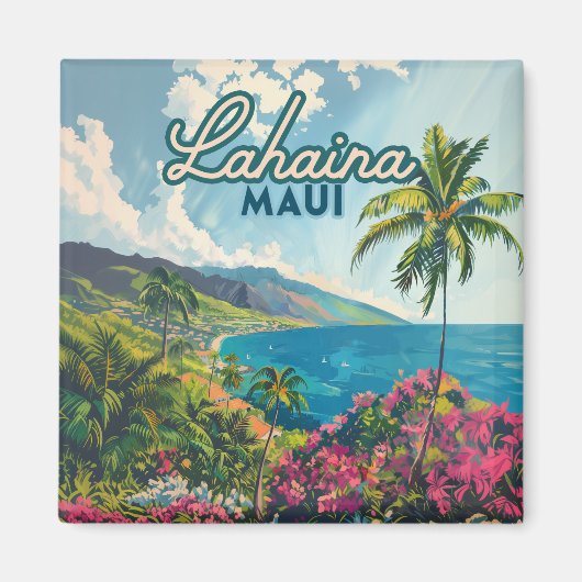 Lahaina Maui Hawaii Beach Coast Retro Magneet (Voorkant)