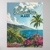 Lahaina Maui Hawaii Beach Coast Retro Poster (Voorkant)
