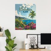 Lahaina Maui Hawaii Beach Coast Retro Poster (Thuiskantoor)