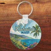 Lahaina Maui Hawaii Beach Coast Retro Sleutelhanger (Achterkant)
