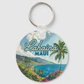 Lahaina Maui Hawaii Beach Coast Retro Sleutelhanger (Achterkant)