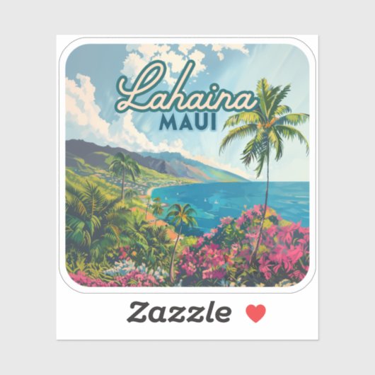 Lahaina Maui Hawaii Beach Coast Retro Sticker (Vel)