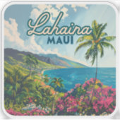 Lahaina Maui Hawaii Beach Coast Retro Sticker (Voorkant)