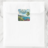 Lahaina Maui Hawaii Beach Coast Retro Vierkante Sticker (Tas)